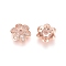 Brass Micro Pave Cubic Zirconia Bead Cap, 6-Petal, Flower, Clear, Rose Gold, 11.5x3.5mm, Hole: 1.6mm