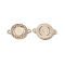 Alloy Cabochon Connector Settings, with Rhinestone, Flat Round Connector Charm, Light Gold, 17.5x24x2mm, Hole: 2mm, Oval Tray: 11x8mm