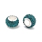 Rondelle Polymer Clay European Beads, Large Hole Beads, with Rhinestone & Alloy Core, Dark Cyan, 11.5x7.5mm, Hole: 5mm