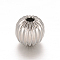 Tarnish Resistant Round 304 Stainless Steel Corrugated Beads, Stainless Steel Color, 8mm, Hole: 2mm