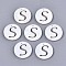 Natural Freshwater Shell Charms, Flat Round with Hollow Out Letter, Letter.S, 14.5x1.5mm, Hole: 0.9mm