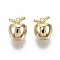 Brass Charms, Nickel Free, Imitation Apple, Real 18K Gold Plated, 10x8x7.5mm, Hole: 0.8mm