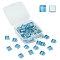 60Pcs Transparent Glass Cabochons, Square, Deep Sky Blue, 9.8x9.8x4mm