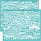 Self-Adhesive Silk Screen Printing Stencil, for Painting on Wood, DIY Decoration T-Shirt Fabric, Turquoise, Ocean Themed Pattern, 195x140mm