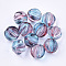 Two Tone Transparent Spray Painted Acrylic Corrugated Beads, for Name Bracelets & Jewelry Making, Round, Sky Blue, 7.5x8x7.5mm, Hole: 1.5mm
