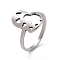 Non-Tarnish 201 Stainless Steel Heart Finger Ring, Hollow Wide Ring for Valentine's Day, Stainless Steel Color, US Size 6 1/2(16.9mm)