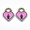 Printed Wood Pendants, Valentine's Day Style, Lock, 37.8x31x2.9mm, Hole: 1.6mm