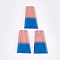 Resin Beads, Two Tone, Half Drilled, Faceted, Trapezoid, Blue, 37~37.5x21x5mm, Half Hole: 1.2mm