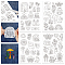 4 Sheets 11.6x8.2 Inch Stick and Stitch Embroidery Patterns, Non-woven Fabrics Water Soluble Embroidery Stabilizers, Mixed Shapes, 297x210mmm