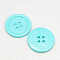 Resin Buttons, Dyed, Flat Round, Cyan, 34x4mm, Hole: 3mm, 98pcs/bag