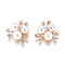 Alloy Cabochons, with Crystal Rhinestone & Acrylic Imitation Pearl, Flower, Light Gold, White, 19~20x21~22x10mm