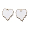 Alloy Enamel Pendants, Cadmium Free & Lead Free, Heart, Light Gold, White, 17x16x1.5mm, Hole: 1.8mm