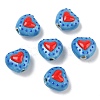 Heart Pattern Handmade Porcelain Enamel Beads PORC-G016-03K-1