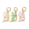 Brass Micro Pave Clear Cubic Zirconia with Enamel Charms CU-K002-50G-M-1