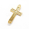 Curved Latin Sideways Cross Brass Micro Pave Cubic Zirconia Links ZIRC-E010-02G-2