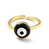 Enamel Evil Eye Open Cuff Ring RJEW-G259-05G-2