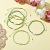 5Pcs 5 Colors Natural Shell Heart & Seed Braided Bead Bracelets Set BJEW-JB10039-03-2