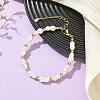 Natural Baroque Keshi Pearl & Brass Beaded Bracelets for Women BJEW-JB13957-2