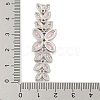 Brass Pave Pink Cubic Zirconia Flower with Leaf Links Connector Charms KK-P277-52P-02-3