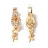 Brass Crystal Rhinestone Twister Clasps KK-P223-17G-2