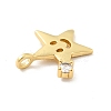 Star with Smiling Face Brass Micro Pave Clear Cubic Zirconia Pendants KK-G425-09G-3