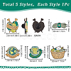 SUNNYCLUE 5Pcs 5 Styles Knitting Theme Enamel Pins JEWB-SC0001-41-2