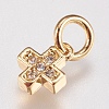 Brass Micro Pave Cubic Zirconia Tiny Cross Charms ZIRC-E147-61G-1