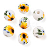 Floral Printed Porcelain Beads PORC-E021-01C-1