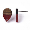 Resin & Walnut Wood Stud Earring Findings MAK-N032-002A-B04-4