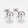 Non-Tarnish 201 Stainless Steel Ball Stud Earring Post STAS-F088-01P-1