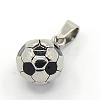 Trendy Necklace Findings 304 Stainless Steel FootBall/Soccer Ball Pendants STAS-L012-B01P-1