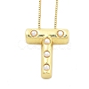 Brass & Plastic Pearl Letter Pendant Box Chain Necklaces for Women NJEW-U017-01G-20-1