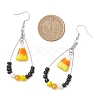 Corn Brass Glass Dangle Earrings EJEW-JE06660-3