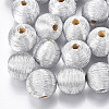 Wood Beads Covered with Polyester Cord Wire WOVE-S117-12mm-06-2