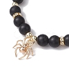2Pcs 2 Styles 8mm Round Dyed Natural Black Agate & Synthetic Turquoise Beaded Stretch Bracelets BJEW-JB10564-4