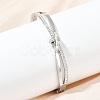 201 Stainless Steel with Rhinestone Bangles for Women LS-BJEW-B138-03P-1