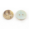 2-Hole Flat Round Sea Shell Buttons SSHEL-Q295-03-2