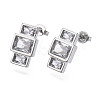 Cubic Zirconia Rectangle Dangle Stud Earrings EJEW-N011-53-02P-1