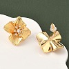 Brass Micro Pave Clear Cubic Zirconia Flower Stud Earrings EJEW-D337-04G-3