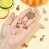 1Pc Natural Agate Pomegranate/Fu Melon Charms with Leaf G-YW0002-67-4