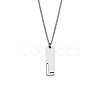 304 Stainless Steel Rectangle with Laser Cut Initial Pendant Necklaces FS-WG71FEF-16-1