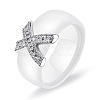 Cross Brass Micro Pave Clear Cubic Zirconia with Porcelain Finger Rings FS-WG0A171-04-1