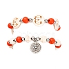2Pcs Glass & Synthetic Turquoise Beads Stretch Bracelets BJEW-JB12483-04-3