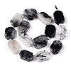 Natural Black Rutilated Quartz Beads Strands G-C098-A17-01-3