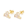 Rack Plating Brass Cubic Zirconia Stud Earrings Findings MAK-I684-10G-03-RS-1