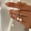 Round Alloy with Plastic Pearl Round Bead Hoop Earring & Pendant Necklaces Sets FS-WG8597C-06-1