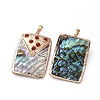 Electroplated Paua Shell Pendants BSHE-G024-06B-2