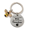 Teacher's Day Gift 201 Stainless Steel Flat Round with Word Keychains KEYC-E040-07P-1