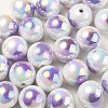 UV Plating Rainbow Iridescent Acrylic Beads OACR-F004-09C-1