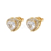 Brass Micro Pave Clear Cubic Zirconia Stud Earrings LS-EJEW-Z128-01G-02-2